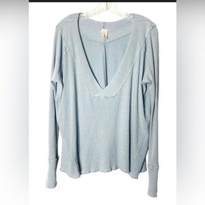 We The Free Light Blue Ribbed Tunic